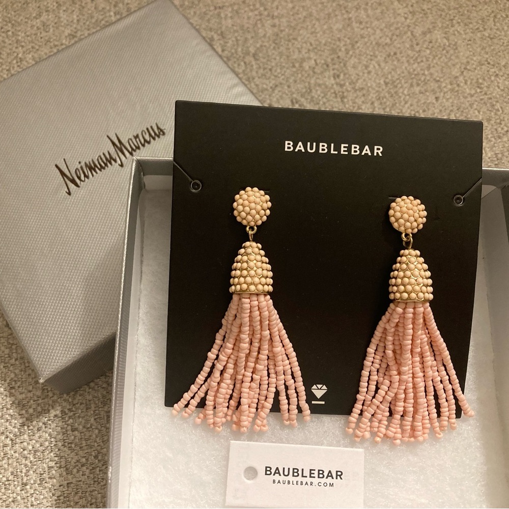 BaubleBar Blush Beaded Tassel Earrings